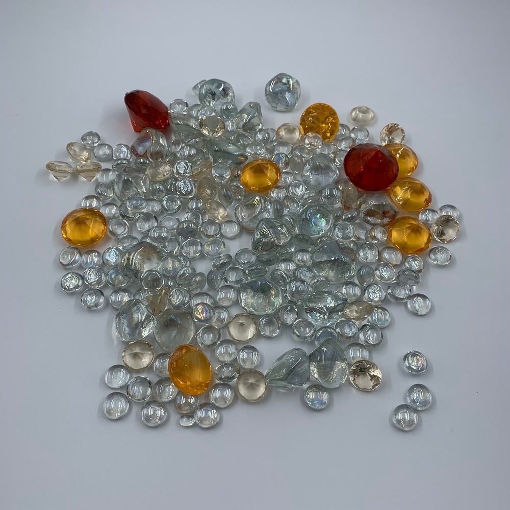 Mixed Glass Gems Acrylic Crystals Lot Diamond Cut Marbles Craft Vase Filler